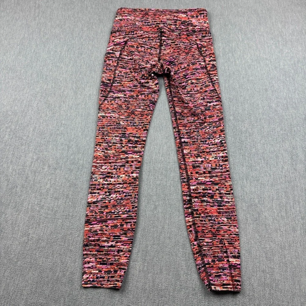 Lululemon Leggings Women 4‎ Orange Flash Pleat Fast Free Tight 25